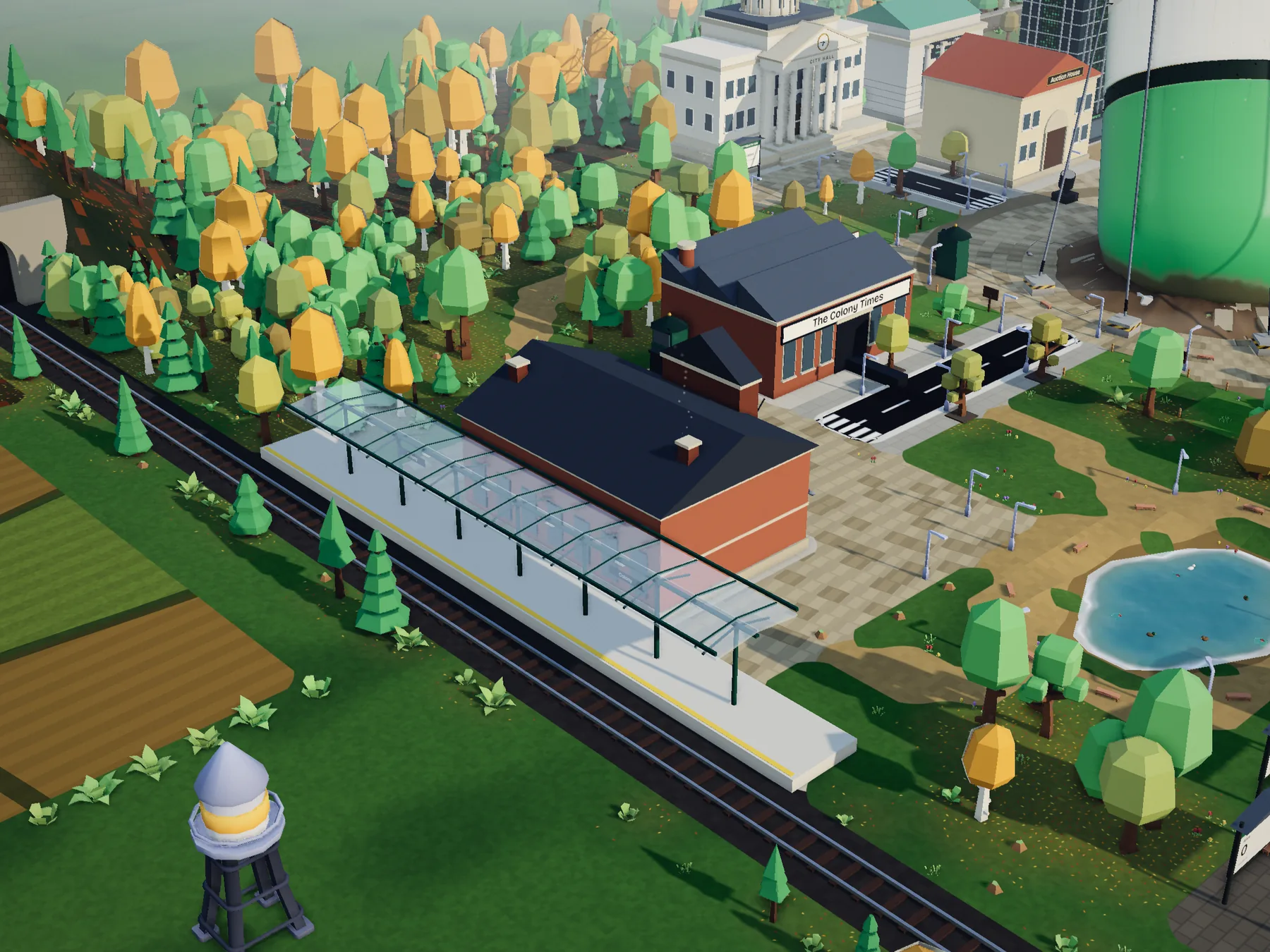 The Station by the railway, rendered from the 3D town